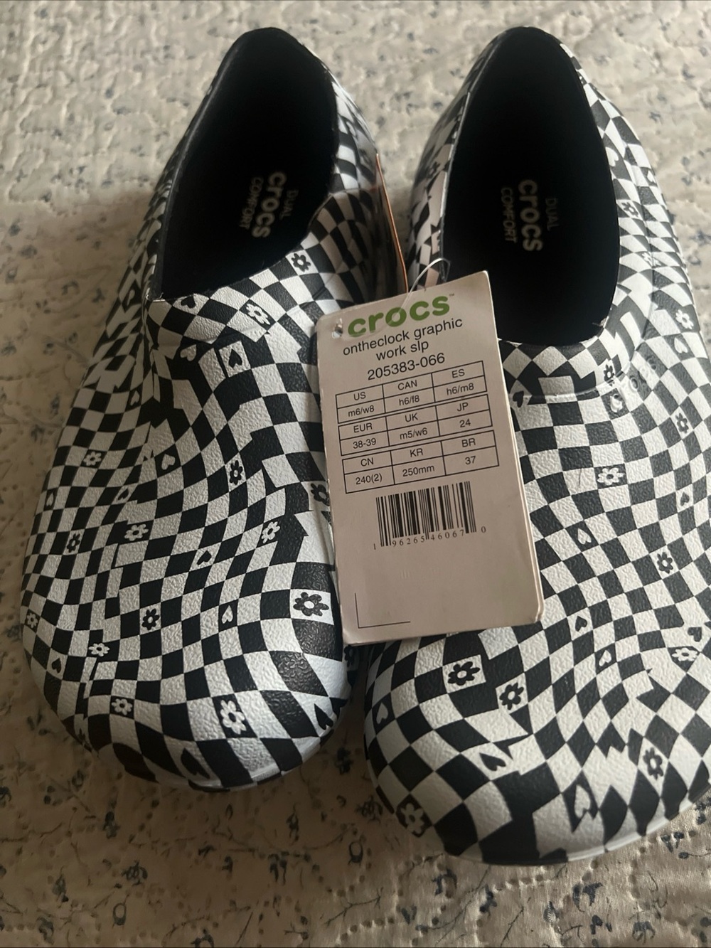 CROCS OnTheClock Graphic Slip-On - Black & White Checker